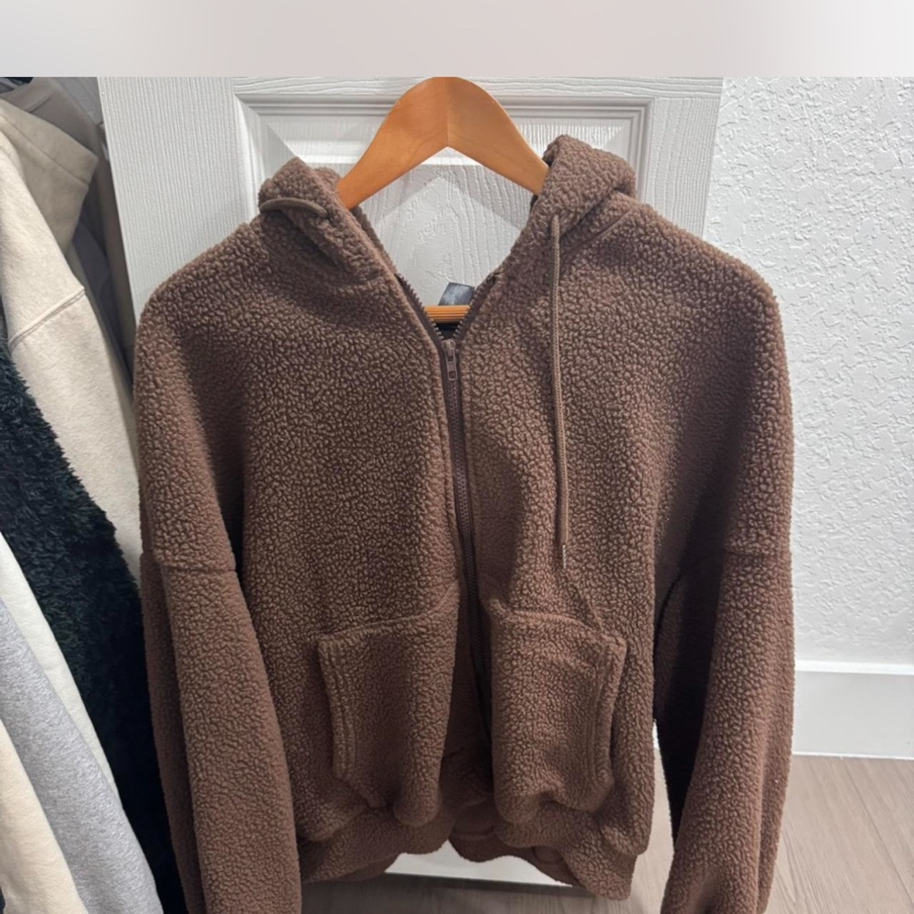 SHEIN Brown Teddy Jacket